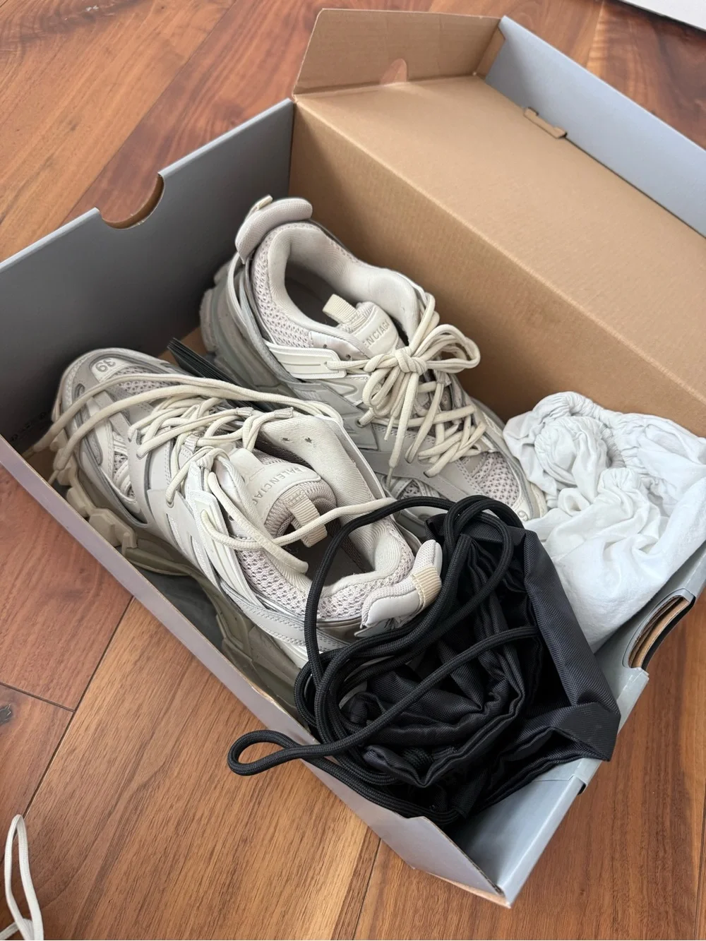 Balenciaga Cream/Tan track Lace-Up Sneakers